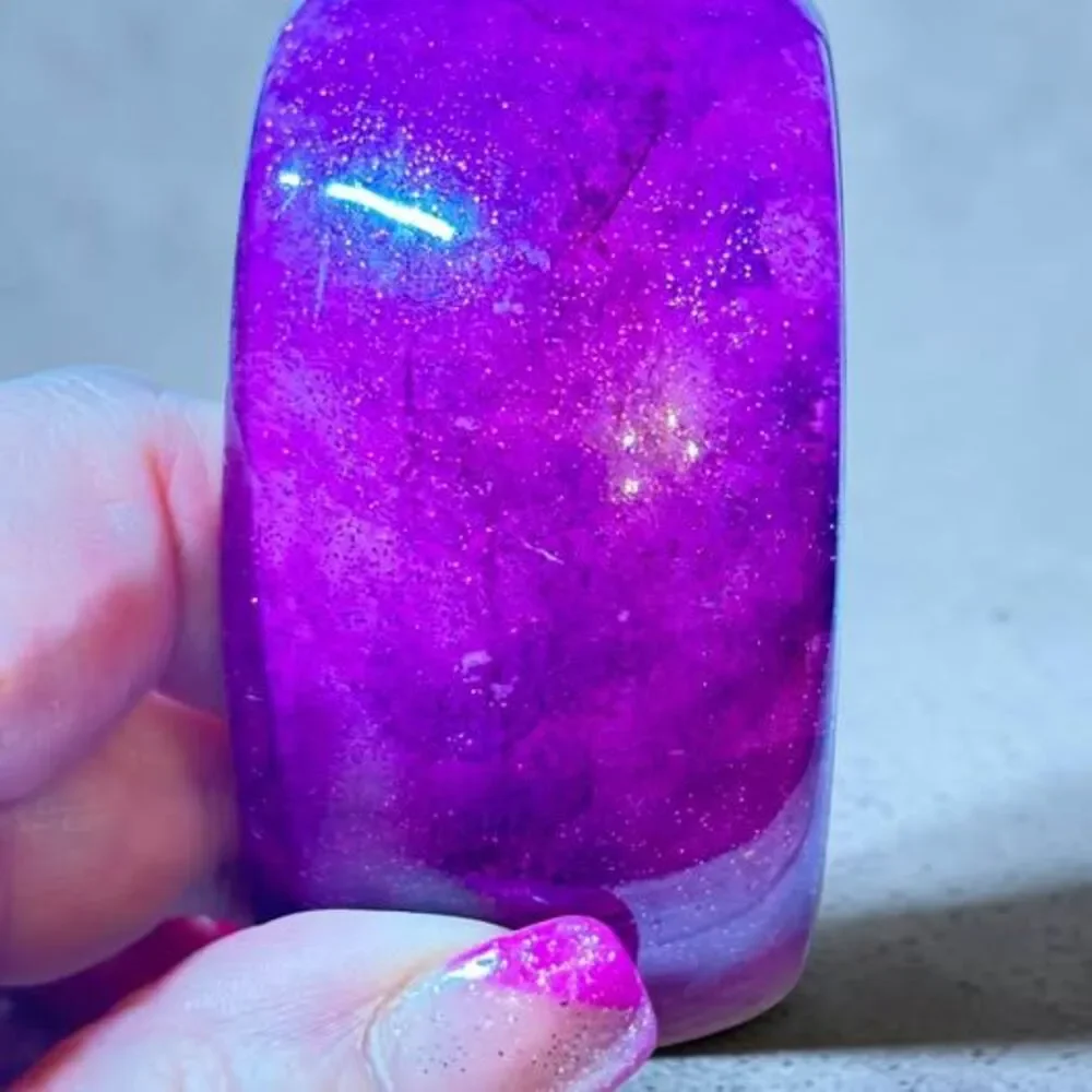 🎁🎁 Free shipping!! Chunky Translucent Purple Glitter Statement Bangle